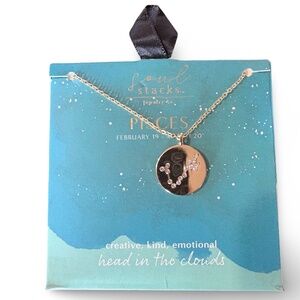 Star Sign Pendant Necklace, Teal, Pisces Design